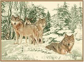 Овальный ковер Фауна 142-01  Волки